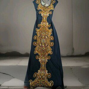 Bailey Blue Sz M Maxi Blue Bohemian Dress With Open Back